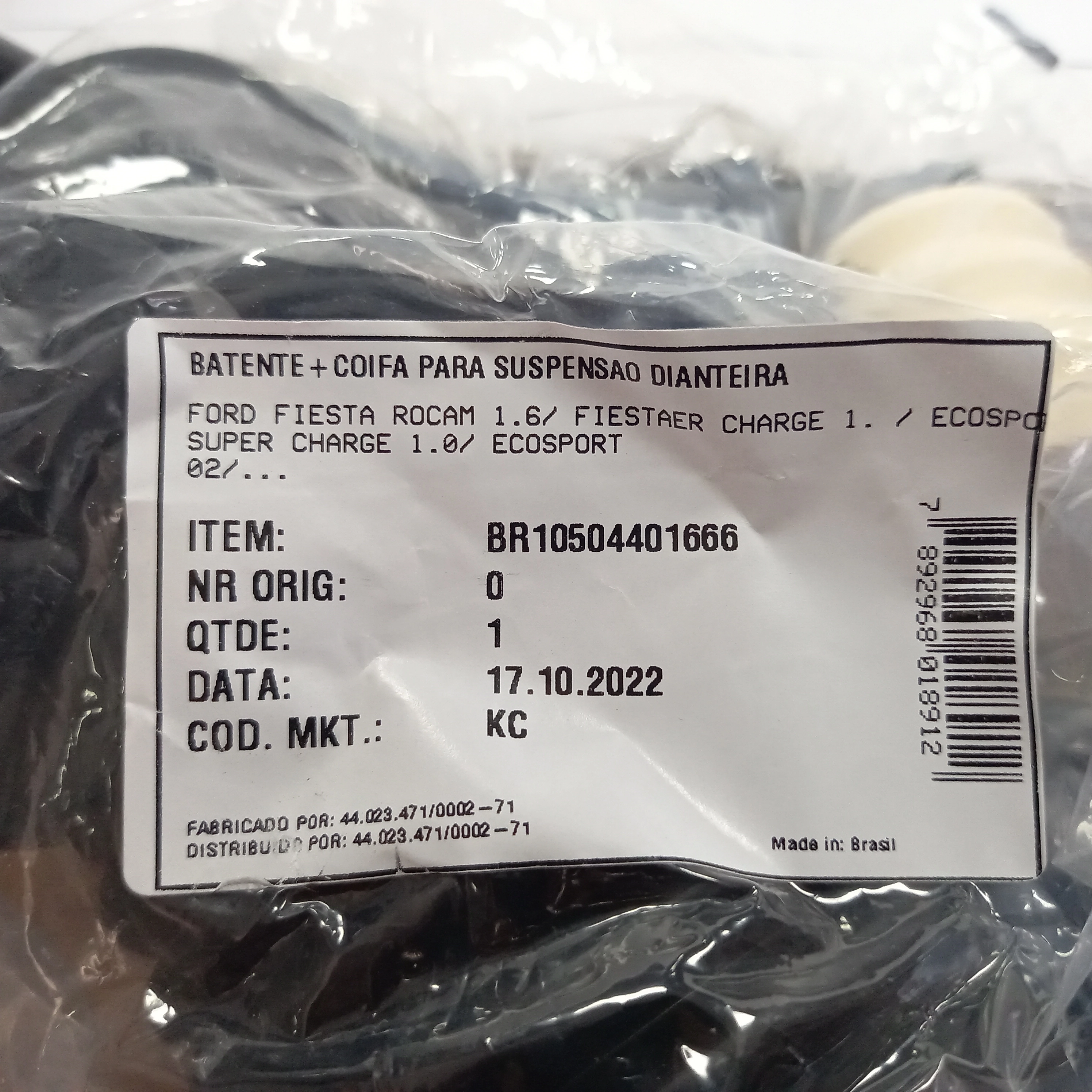 KIT AMORTECEDOR DIANTEIRO FORD NOVO FIESTA 1.0/1.6 02/ - ECOSPORT 03/12 - BATENTE E COIFA