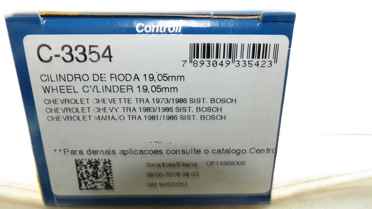 CILINDRO RODA FREIO TRASEIRO LADO DIREITO/LADO ESQUERDO SISTEMA BOSCH TRASEIRA LD/LE GM CHEVETTE/CHEVY 73/86 3/4 19,05MM