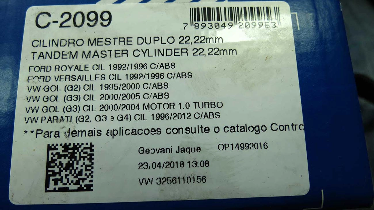 CILINDRO MESTRE FREIO COM ABS 22.22MM VW GOL 95/ TURBO TODOS SANTANA 92/