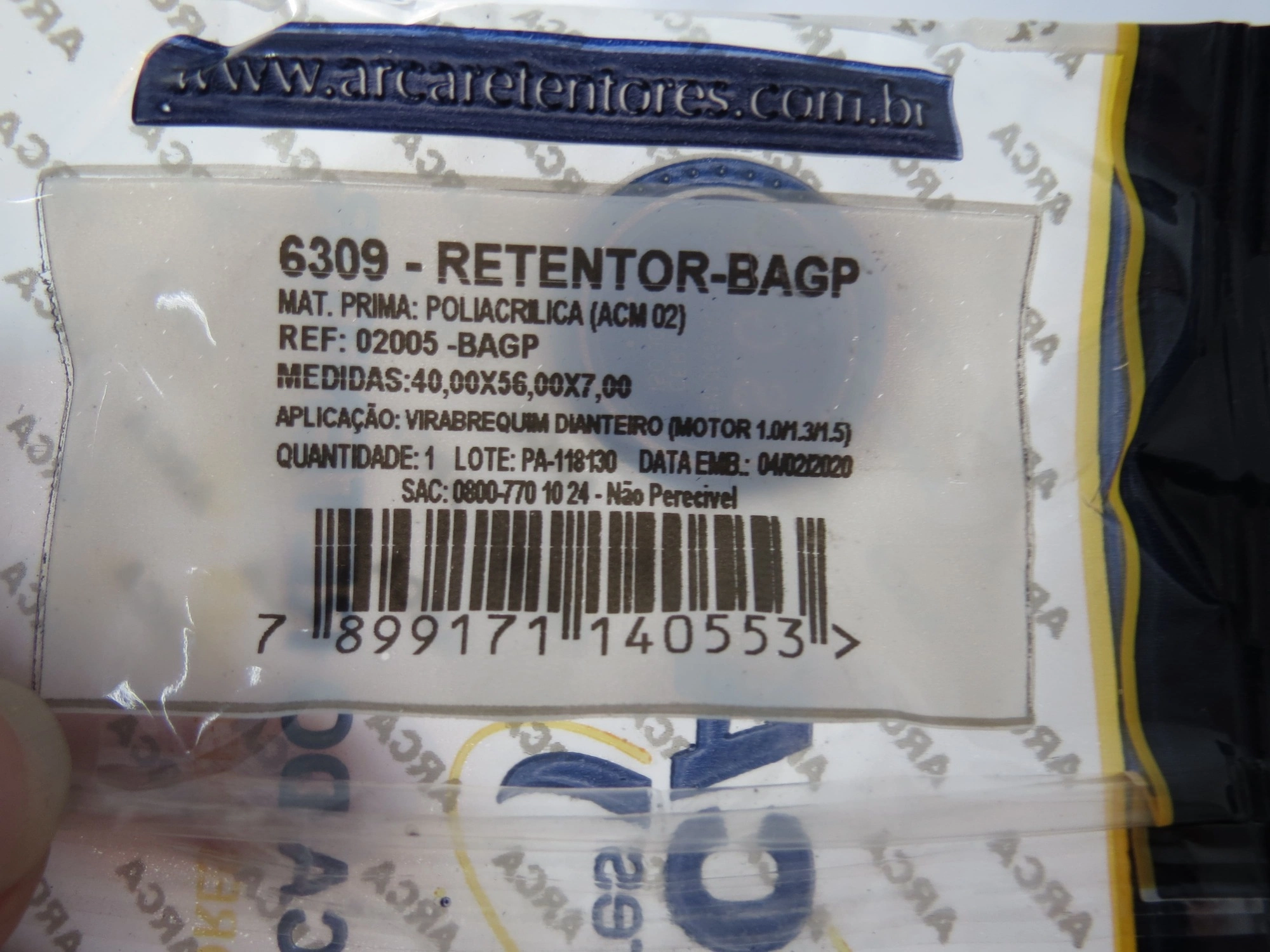 RETENTOR MOTOR DIANTEIRO FIAT UNO/PREMIO/ELBA/TIPO