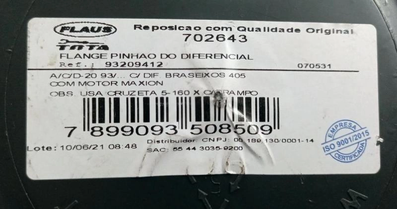 FLANGE TERMINAL PINHAO DIFERENCIAL - GM ACD20 93/ MOTOR MAXIOM- BRASEIXOS 405 - USA CRUZETA 5-160X
