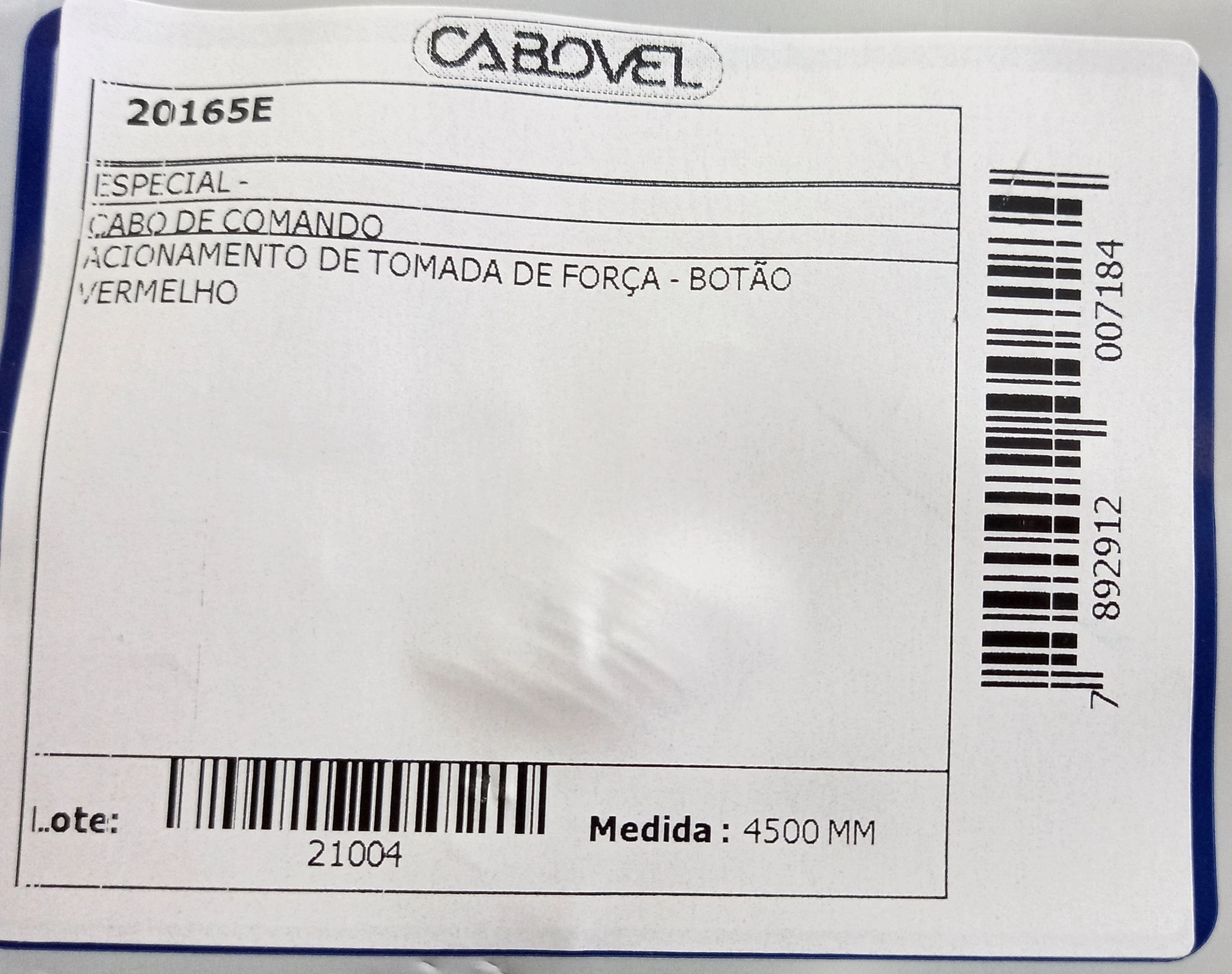 CABO TOMADA DE FORCA - BOTAO VERMELHO 4500
