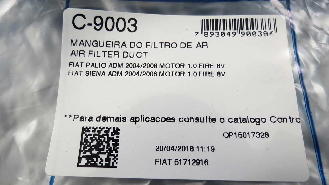 MANGUEIRA FILTRO AR FIAT PALIO/SIENA 1.0 8V 2004/2006