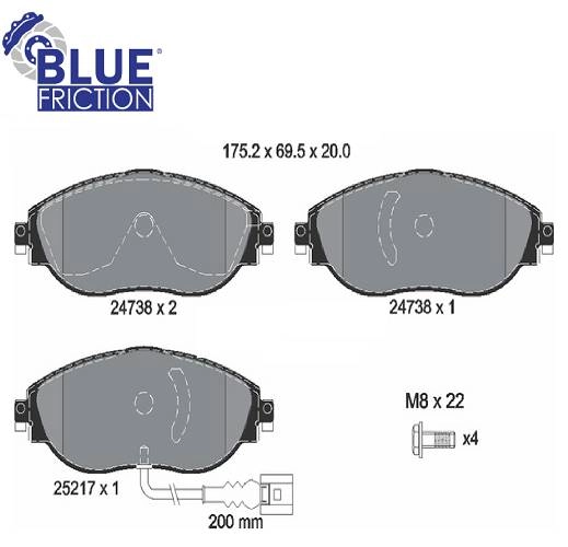 PASTILHA DE FREIO DIANTEIRA VW TIGUAN 1.4/2.0 18/25 - PASSAT 2.0 15/20 - COM ALARME