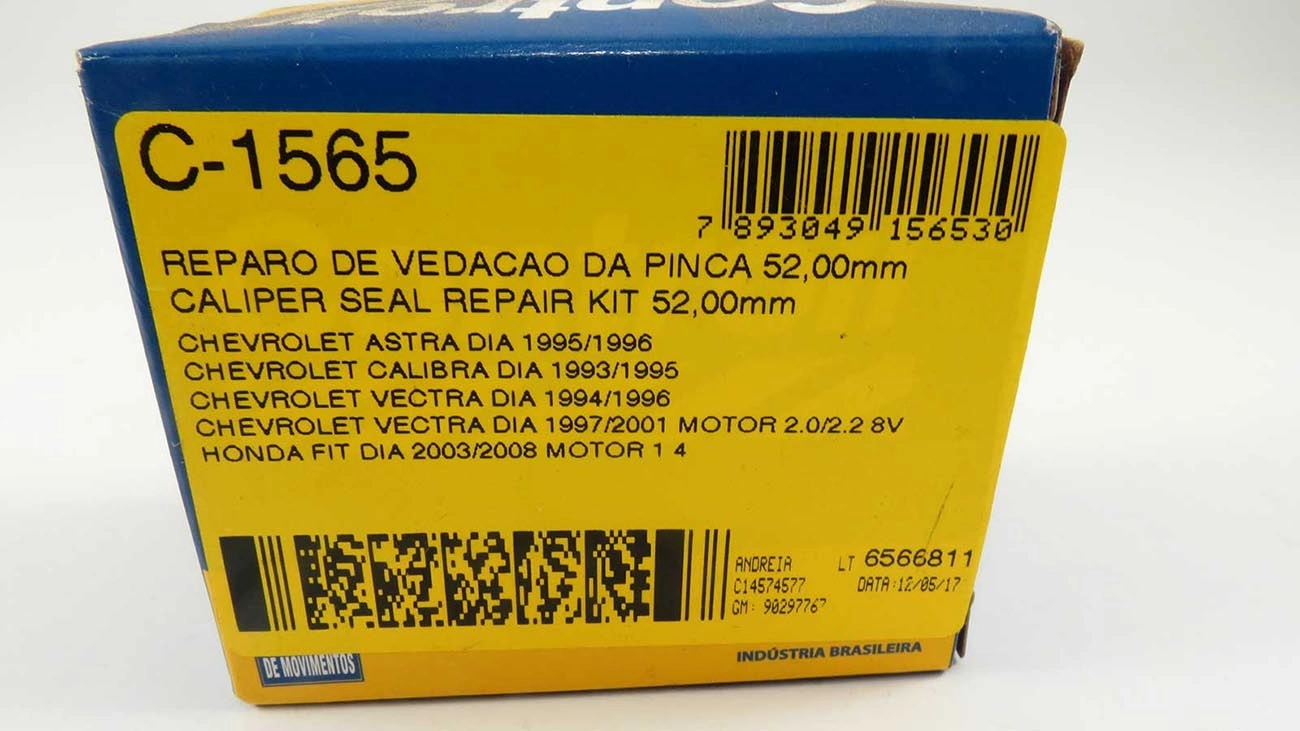 REPARO VEDAÇÃO PINÇA 52.00MM CILINDRO RODA GM ASTRA/CALIBRA/VECTRA 93/96 8V 97/ FREIO DISCO 52MM DIANTEIRO