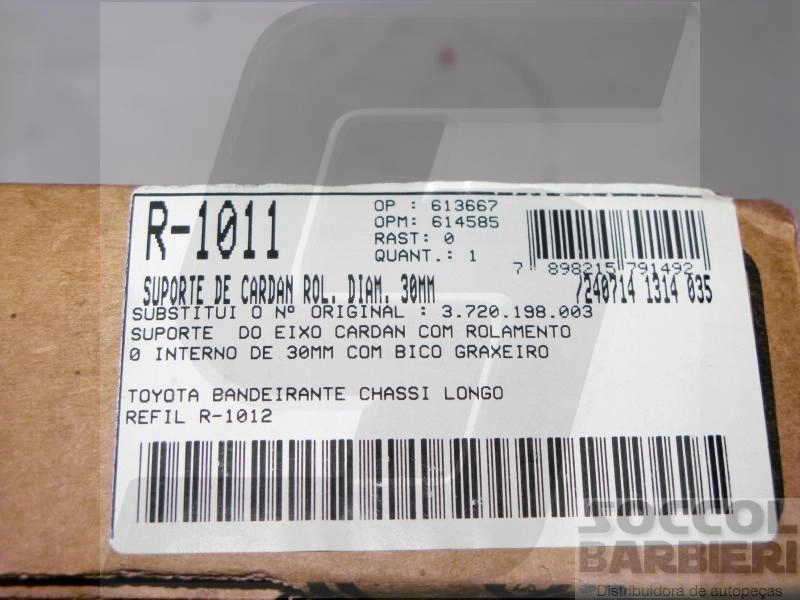 SUPORTE EIXO CARDAN COM ROLAMENTO FURO 30MM TOYOTA BANDEIRANTE TODOS