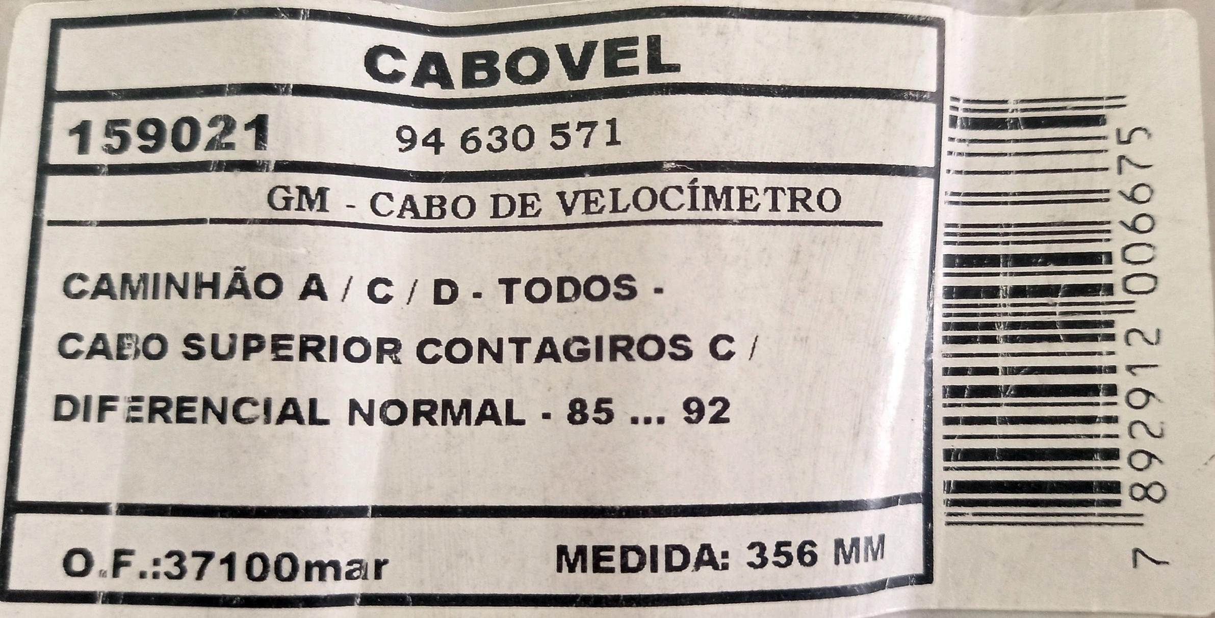 CABO VELOCIMETRO GM A/C/D-TODOS - CABO SUPERIOR CONTAGIROS 85/92 356