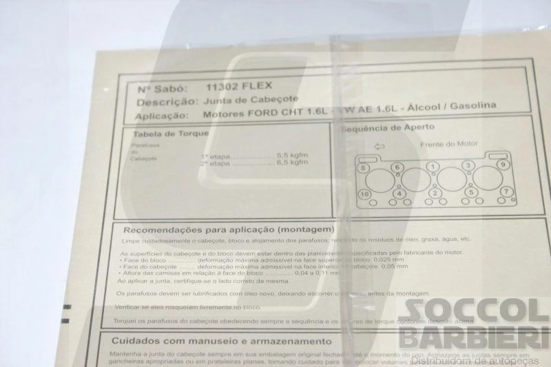 JUNTA CABEÇOTE FIBRA MOTOR AE/CHT 1.6 FORD CORCEL/DEL REY/PAMPA/ESCORT/VERONA