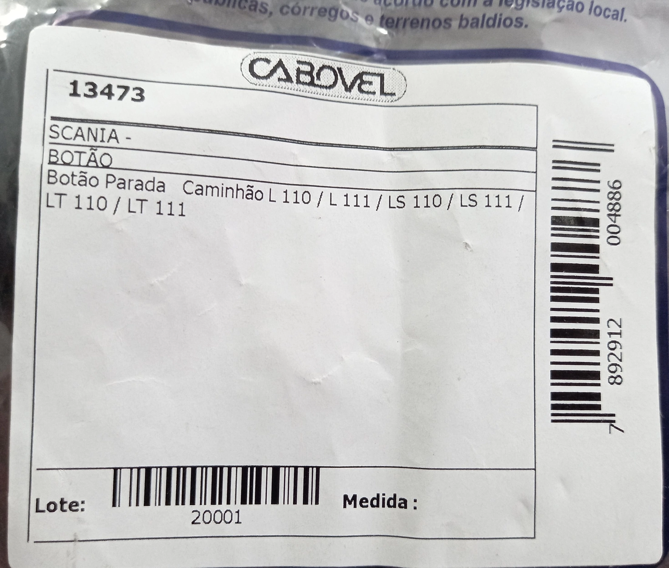 BOTAO PARADA MOTOR SCANIA L 110/L 111/LS 110/LS/LT-110/111