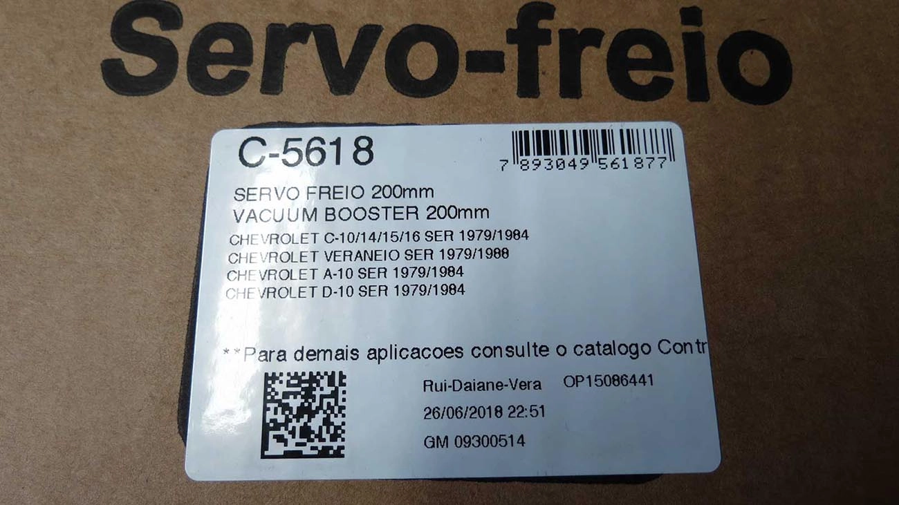 SERVO FREIO 200MM GM A/C/D-10/14/15/VERANEIO 79/88