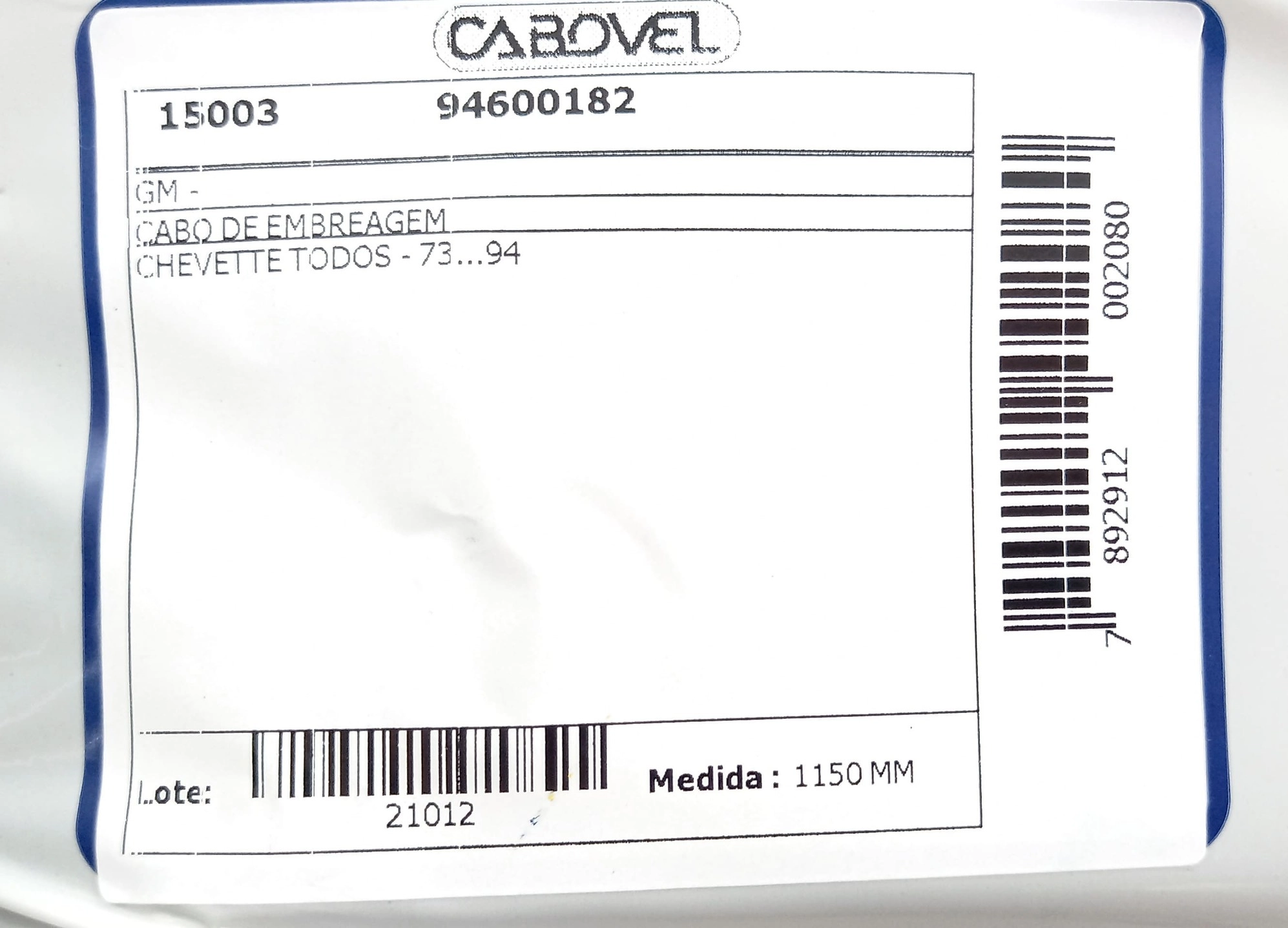 CABO EMBREAGEM GM CHEVETTE/CHEVY - TODOS 73/94 1150