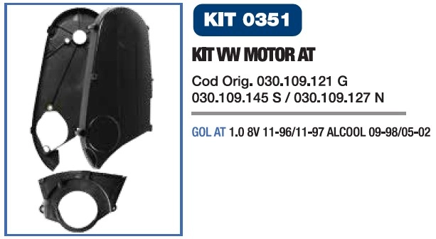 KIT CAPA CORREIA DENTADA VW GOL/PARATI 1.0 8V 96/02 - GOL 1.0 8V ALCOOL 98/05