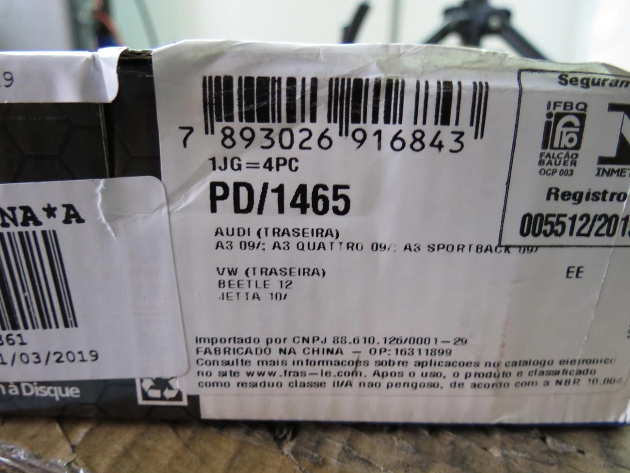 PASTILHA DE FREIO TRASEIRA VW GOLF 09/ - JETTA CONFORTLINE/HIGHLINE 11/ - AUDI A3 14/