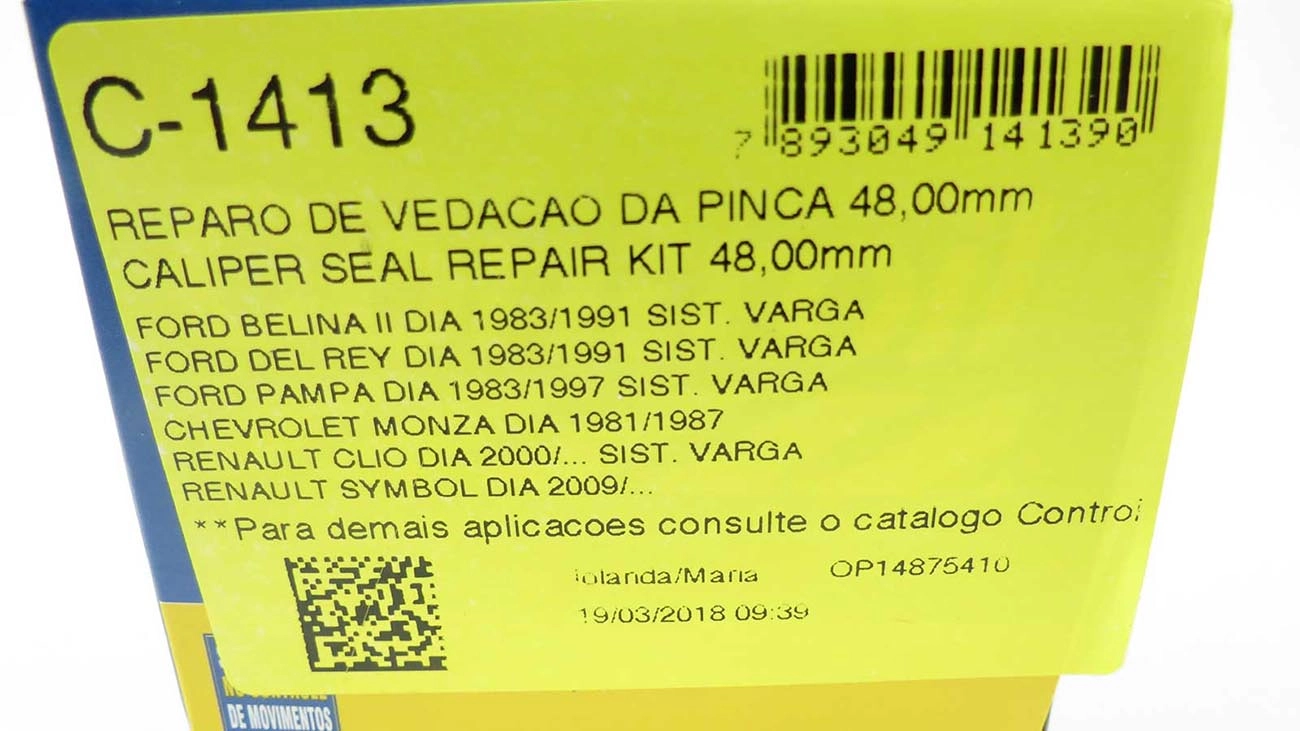 REPARO VEDAÇÃO PINÇA 48.00MM CILINDRO RODA GM MONZA 81/87 FREIO DISCO VARGA 48MM DIANTEIRO