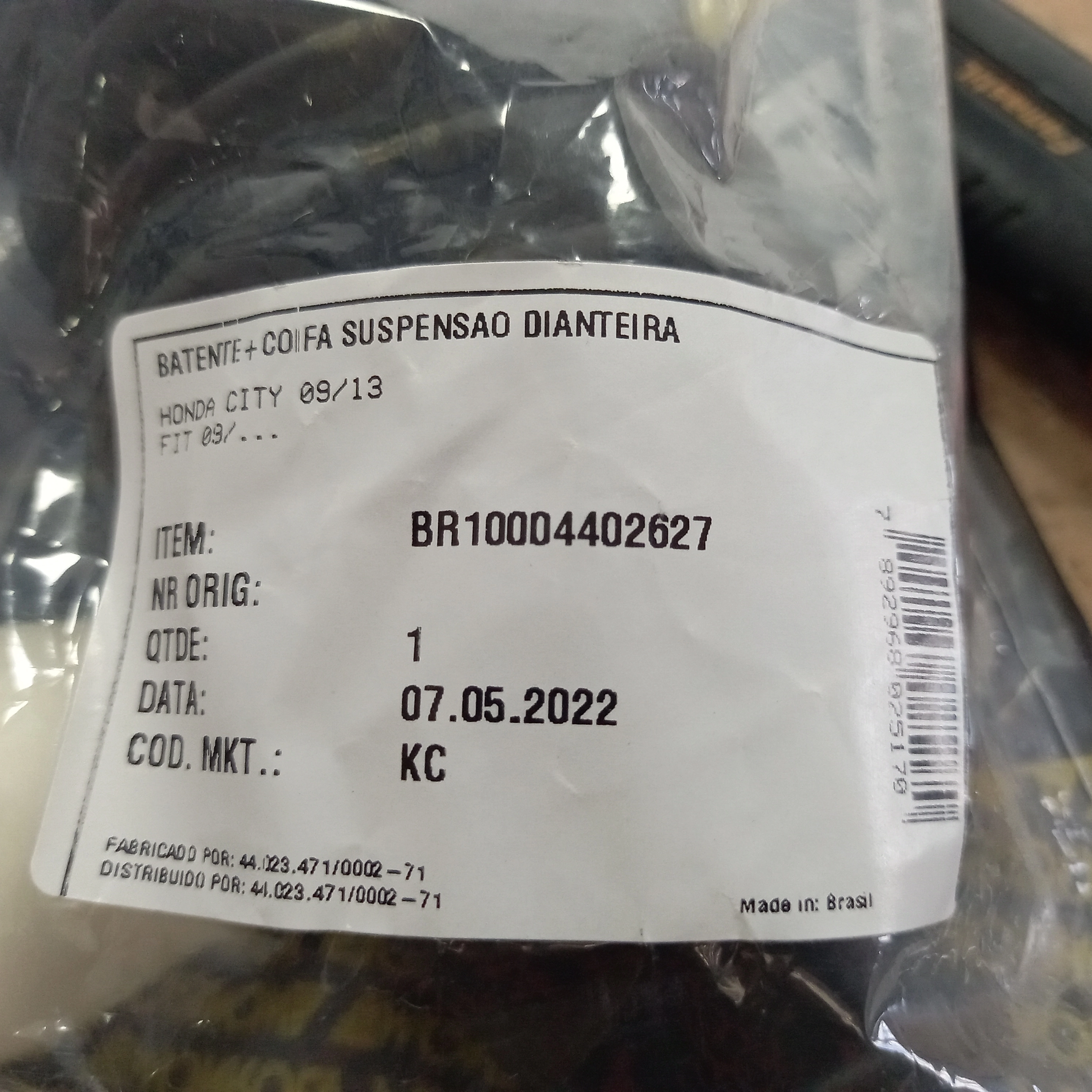 KIT AMORTECEDOR DIANTEIRO HONDA CITY/NEW 09/13 - FIT 09/14 - BATENTE E COIFA