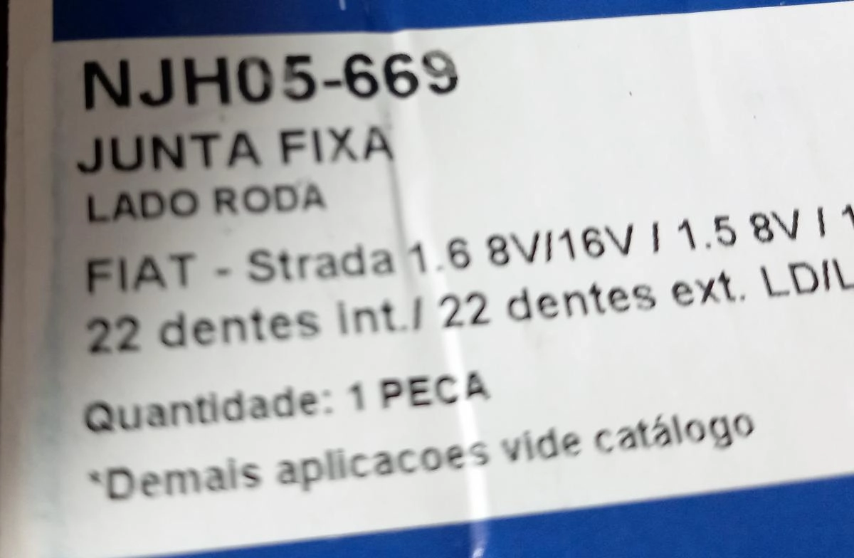 HOMOCINETICA RODA SEM ABS FIAT STRADA 1.5/1.6 98/ - STRADA 1.3/1.4 8V - 22/22  ESTRIAS TRAVA EXTERNA