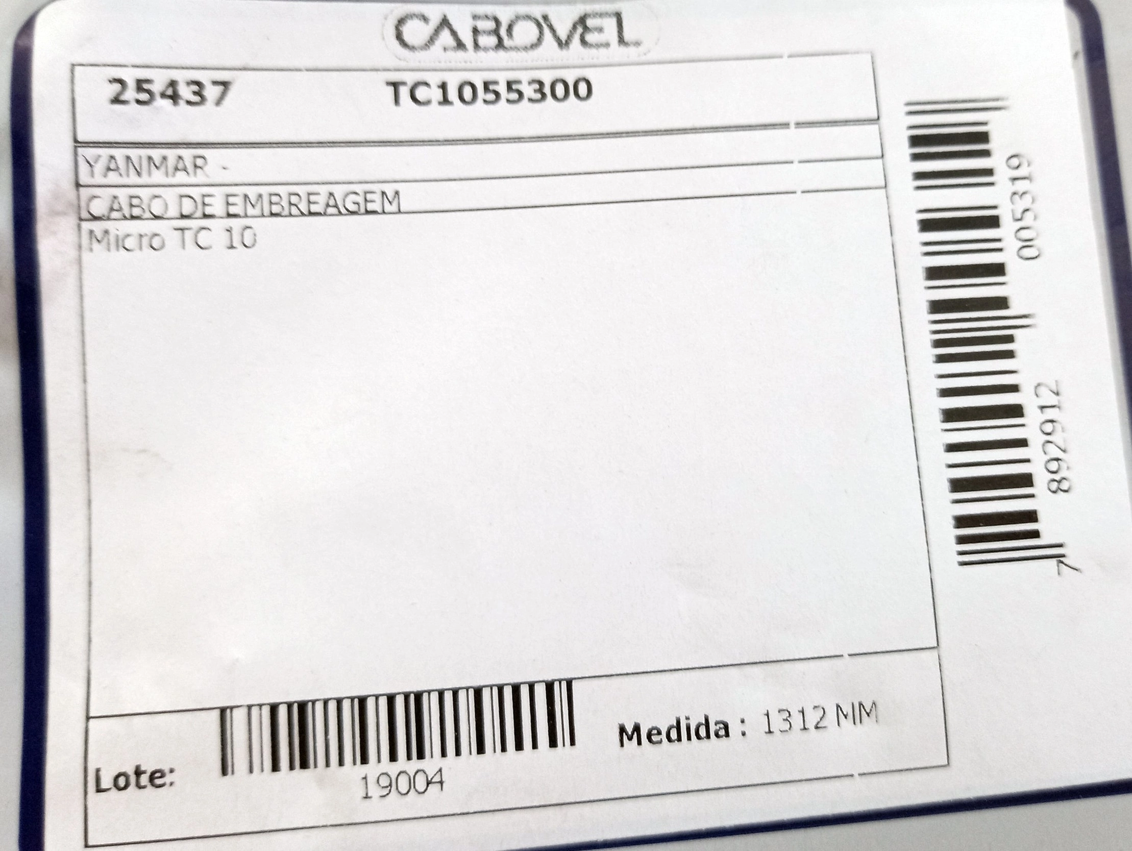 CABO EMBREAGEM 1312MM YANMAR MICRO TRATOR TC-10