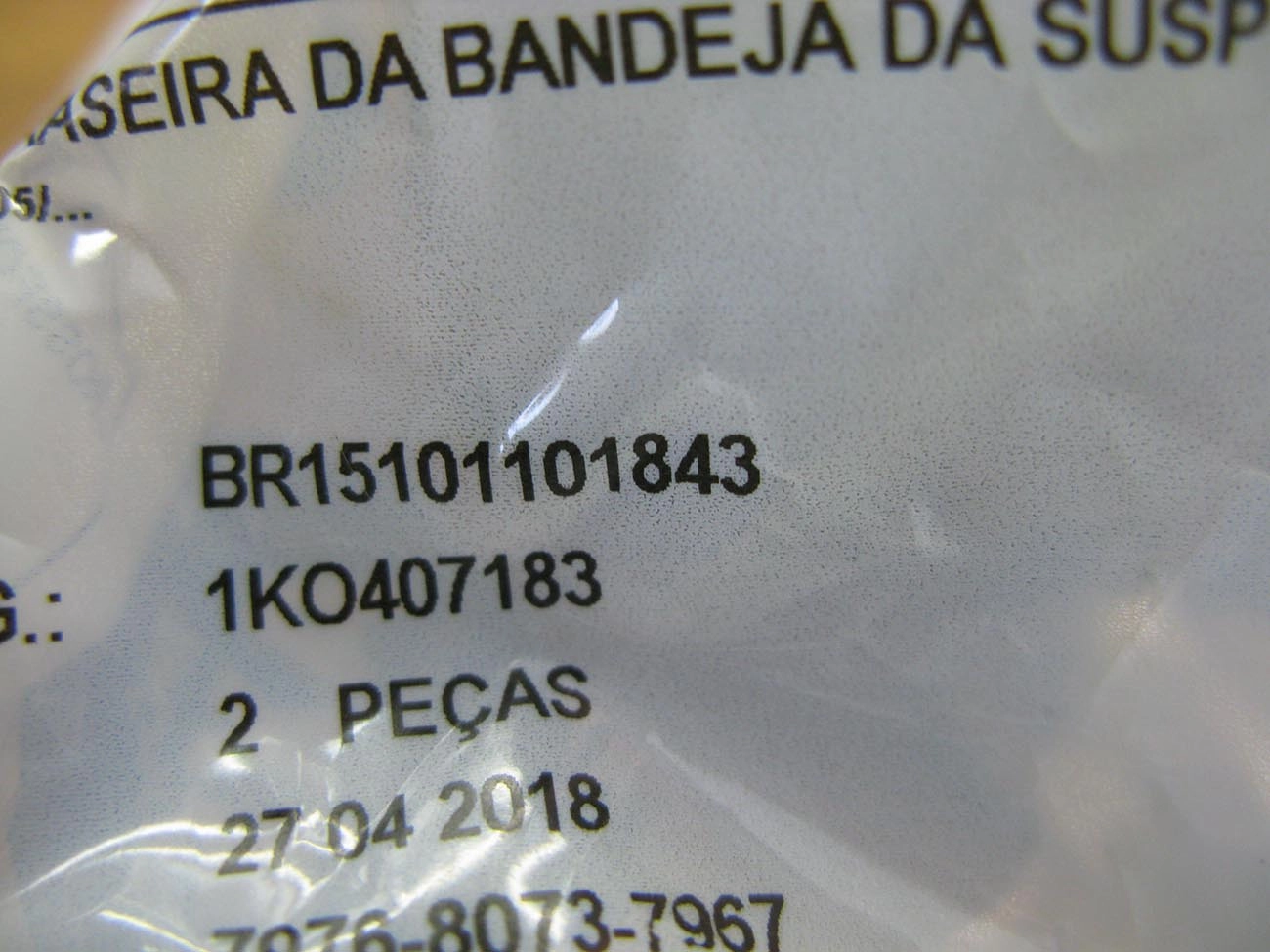 BUCHA TRASEIRA BANDEJA SUSPENSÃO DIANTEIRA VW CROSSFOX/FOX 05/14 JETTA 07/10 POLO 02/14 TIGUAN 09/17