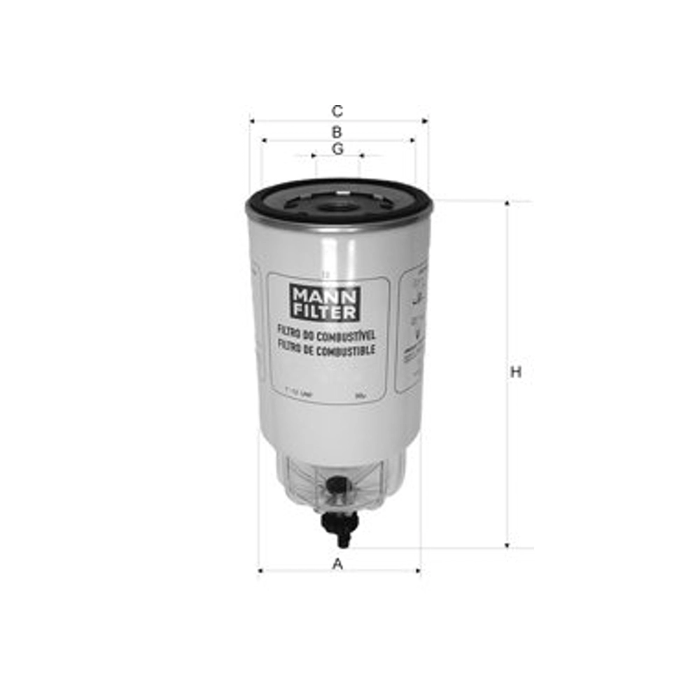 FILTRO COMBUSTIVEL VW 5/8/9/13/15/17/19/23/24/25/26/31 TON - SEPARADOR AGUA