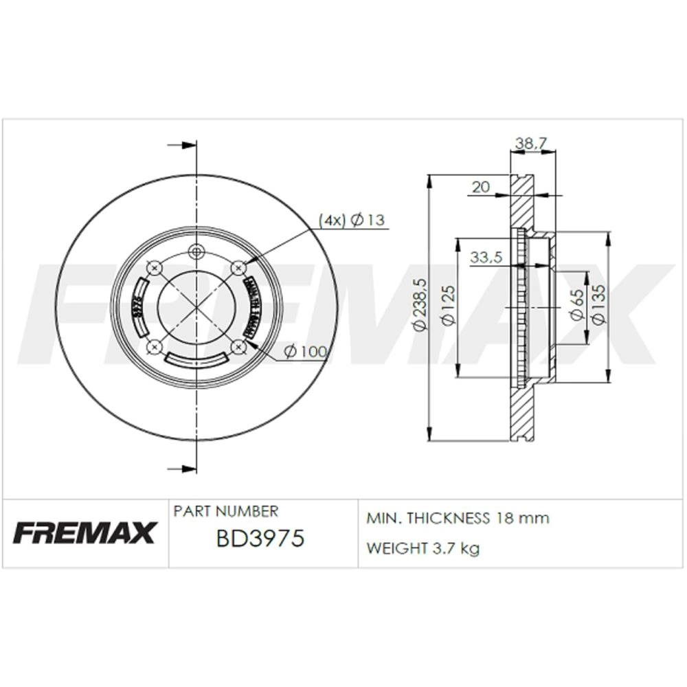 DISCO FREIO DIANTEIRO VENTILADO 239MM 4 FUROS VW GOL/PARATI 95/ SANTANA 90/94 GTI SAVEIRO 97/