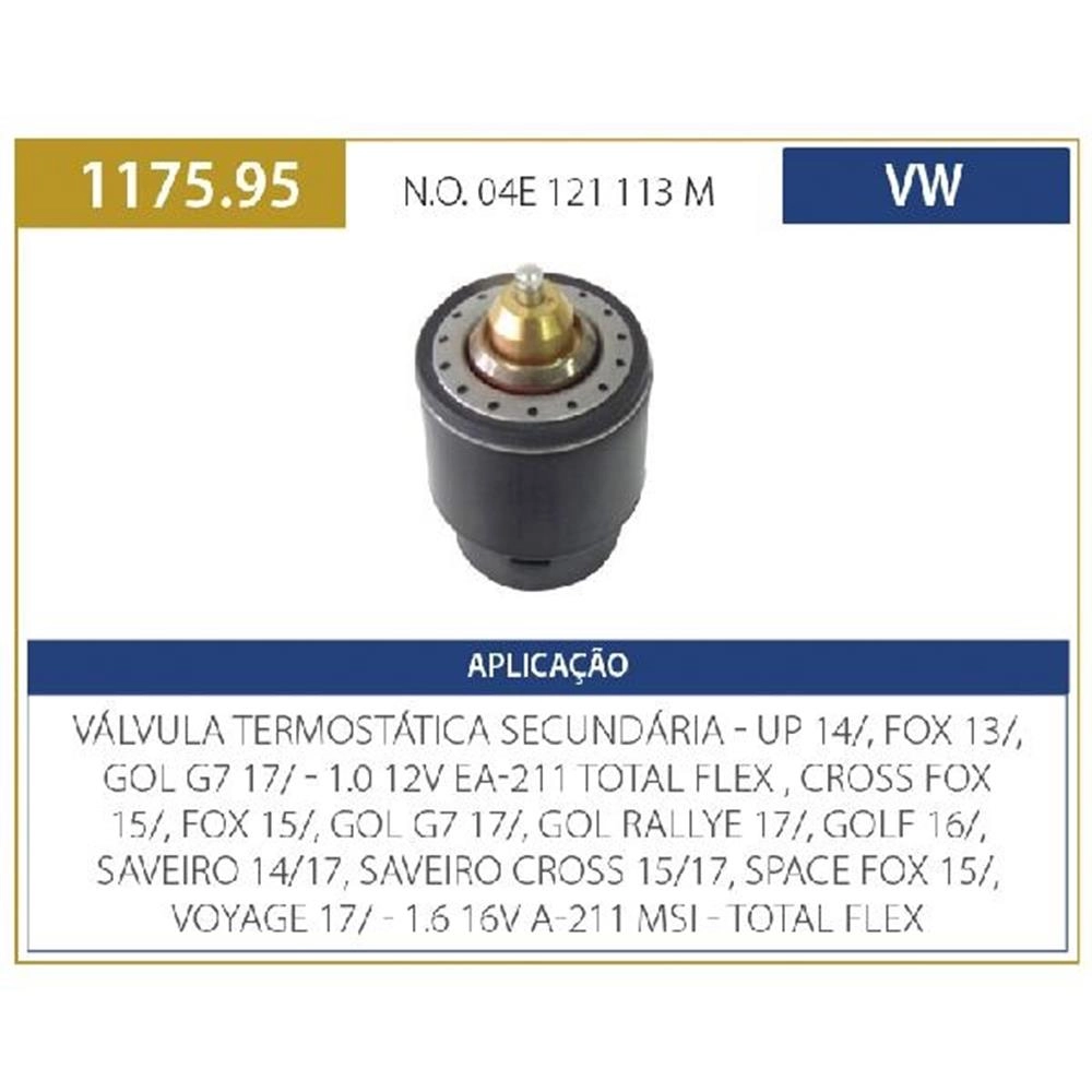 VÁLVULA TERMOSTÁTICA SECUNDÁRIA VW UP! 14/21 3 CIL - NIVUS/VIRTUS 20/22 POLO18/21 SAVEIRO 14/17