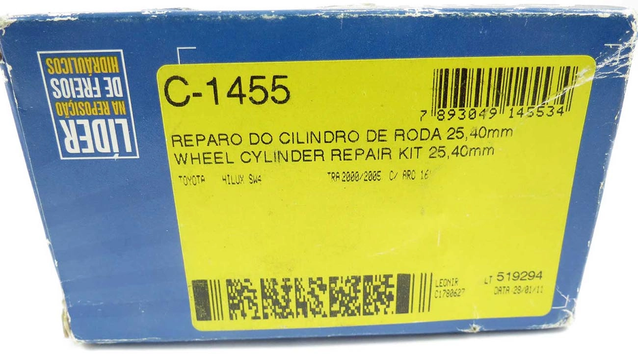 REPARO CILINDRO RODA 25.40MM TOYOTA HILUX SW4 2000/2005 TRASEIRO