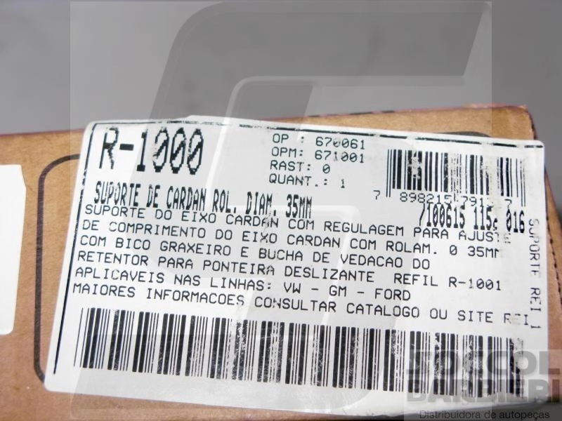 SUPORTE DO CARDAN FORD F-1000/4000 - VW 8.100 - COM ROLAMENTO 35MM