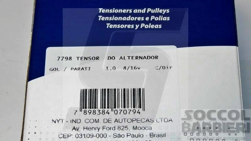 TENSOR CORREIA ALTERNADOR TENSIONADOR AUXILIAR ACESSÓRIOS MOTOR VW GOL/PARATI 1.0 MI 8/16V REFIL NY-1152