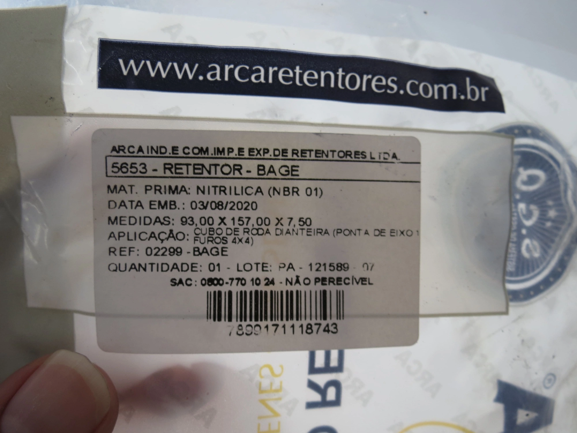 RETENTOR CUBO RODA DIANTEIRO/TRASEIRO 93X157X7,5MM 8 FUROS DIANTEIRA/TRASEIRA TOYOTA BANDEIRANTE 68/81 4X4
