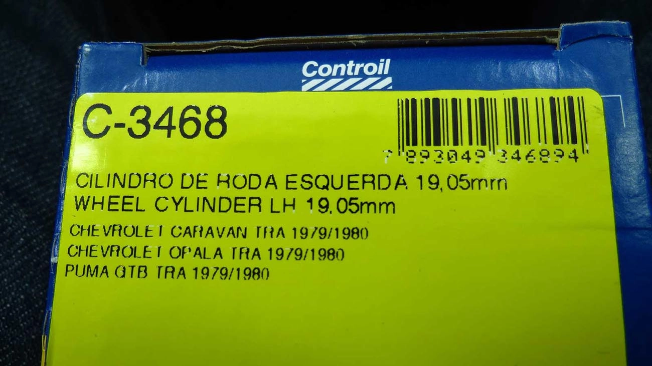 CILINDRO RODA FREIO TRASEIRO LADO ESQUERDO TRASEIRA ESQUERDA GM OPALA/CARAVAN 79/80 3/4 19,05MM VARGA