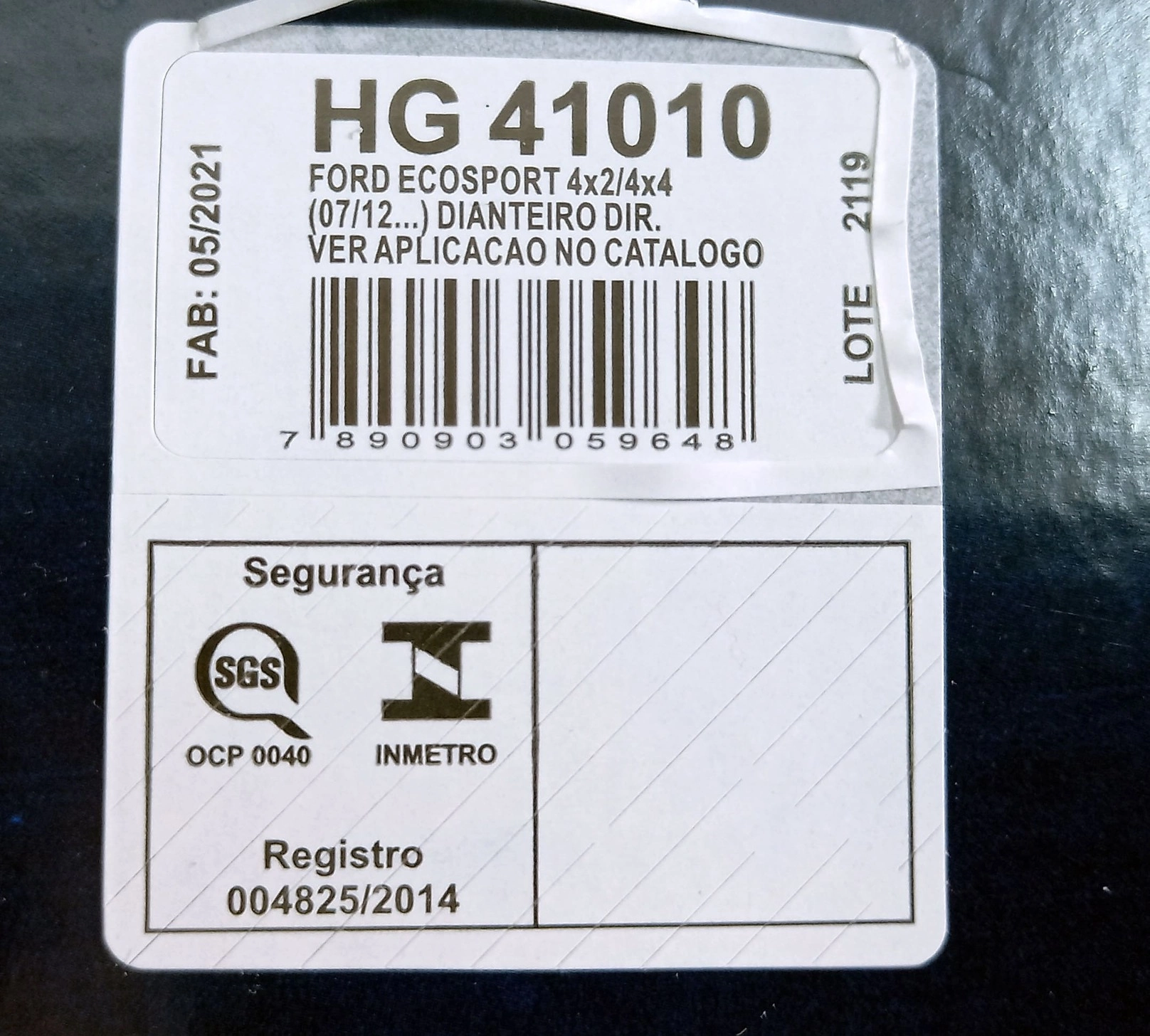 AMORTECEDOR DIANTEIRO DIREITO FORD NOVA ECOSPORT 2012/2020 - 4X2/4X4