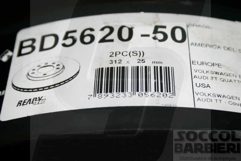 DISCO FREIO DIANTEIRO VENTILADO 312MM VW POLO 2.0 2003/ BORA 2.8 AUDI S3/TT
