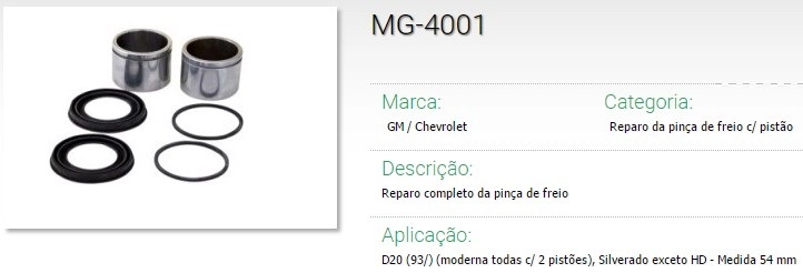 REPARO PINCA FREIO COM PISTAO - FORD F-1000 93/98 - GM A/C/D-20 93/96 - SILVERADO 97/