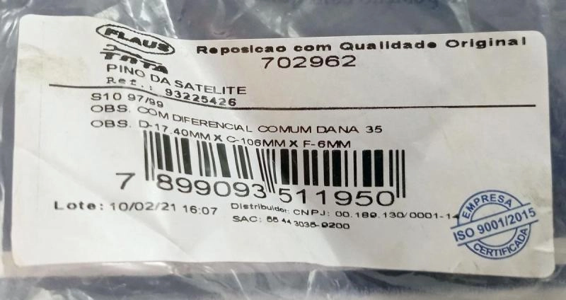 PINO DA SATELITE GM S-10 97/99