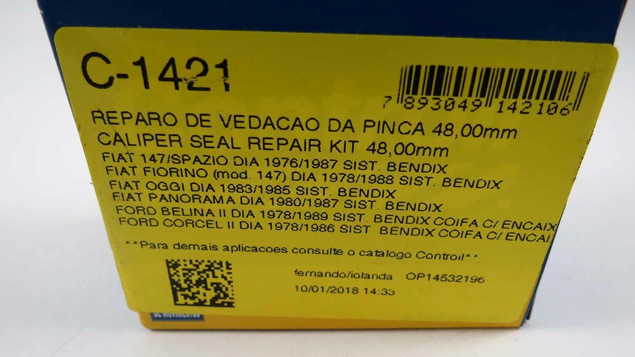 REPARO VEDAÇÃO PINÇA 48.00MM CILINDRO RODA FORD CORCEL/BELINA/DEL REY 78/89 PAMPA 82/83 DIANTEIRO