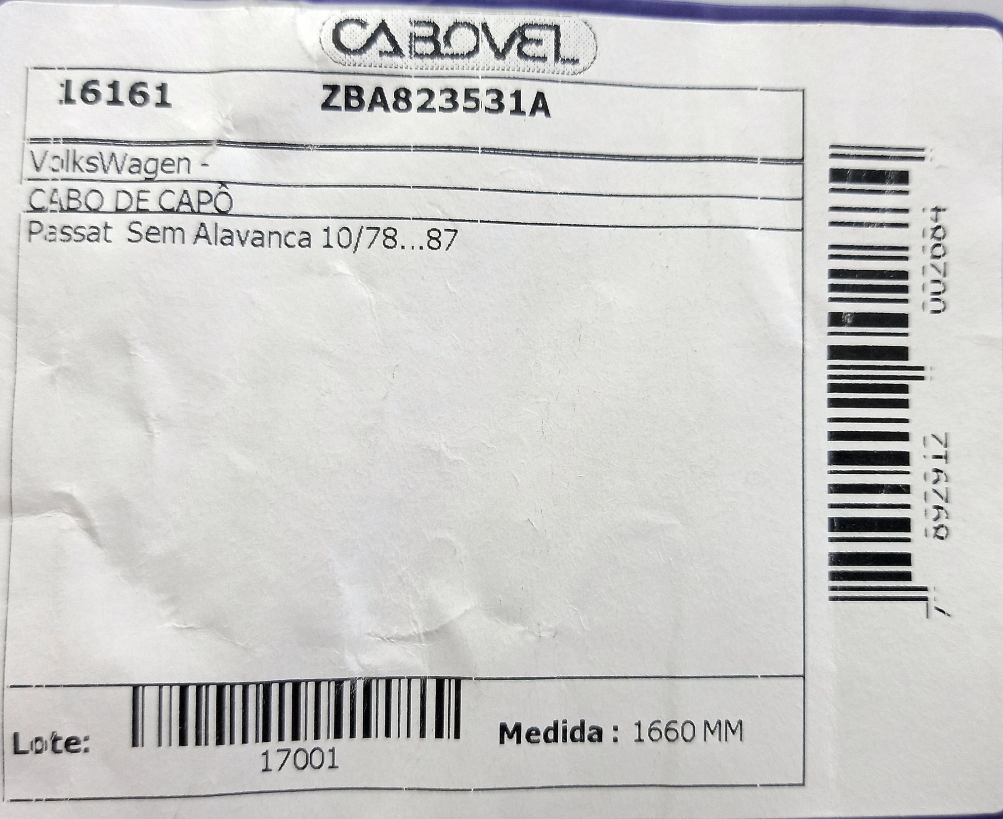 CABO CAPO VW PASSAT 10.78/87 1660