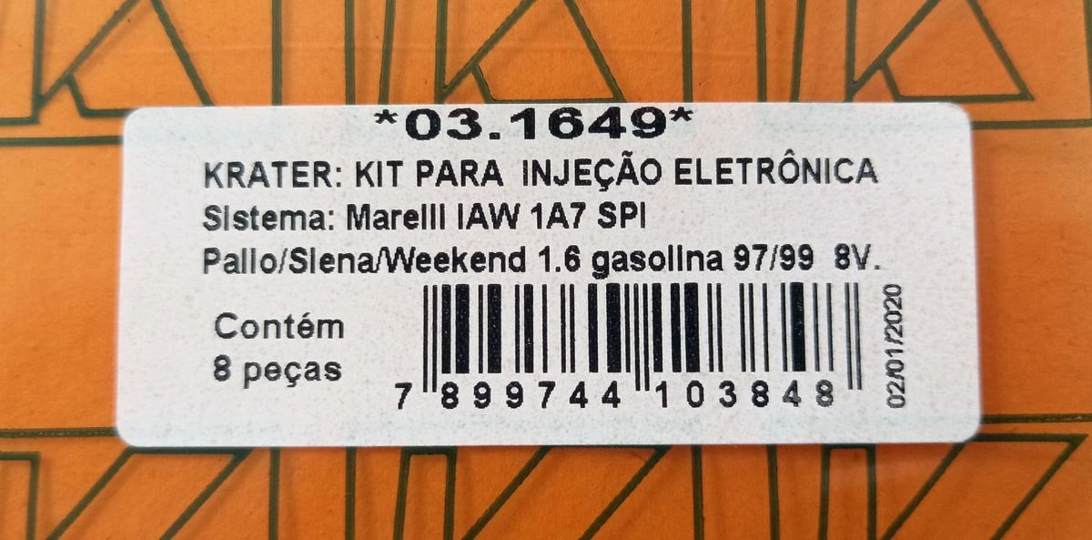 KIT/INJEÇÃO ELETRÔNICA - FIAT PALIO/WEEKEND/SIENA 1.6 8V 97/99 - SISTEMA MARELLI IAW1A7 SPI