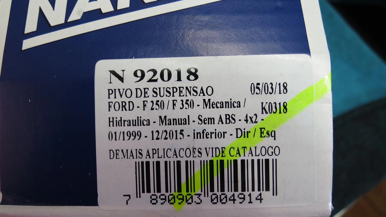 PIVÔ SUSPENSÃO INFERIOR FORD F-250 99/13 - F-350 98/18 - LD/LE