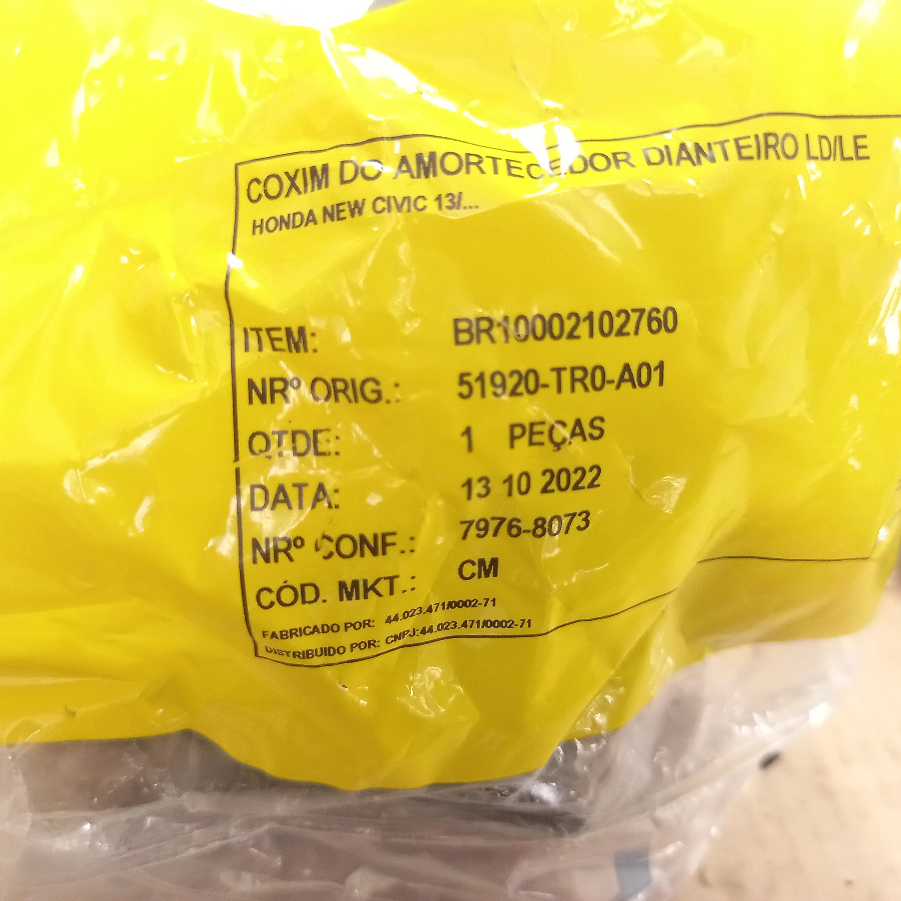 COXIM AMORTECEDOR DIANTEIRO SEM ROLAMENTO HONDA NEW CIVIC 2007/2015 - LD/LE