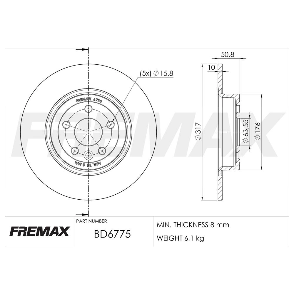 DISCO FREIO TRASEIRO SÓLIDO 317MM LAND ROVER RANGER EVOQUE 2018/2022 SOLIDO