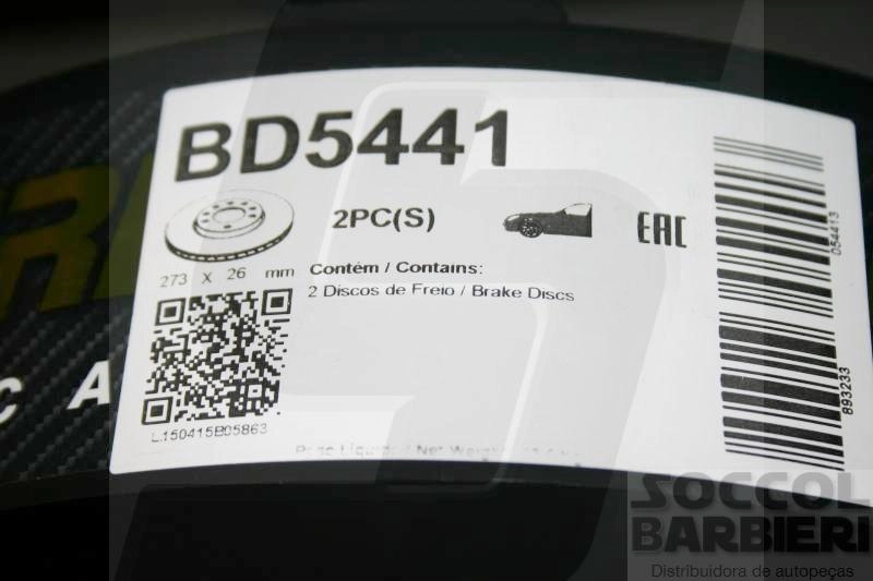 DISCO FREIO DIANTEIRO VENTILADO 273MM TOYOTA NOVO COROLLA 1.8/2.0 2008/2015