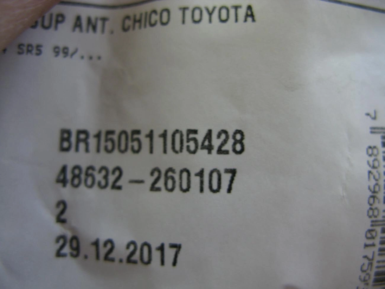 BUCHA DIANTEIRA BANDEJA SUPERIOR SUSPENSÃO TOYOTA HILUX 4X4 SR5 99/04