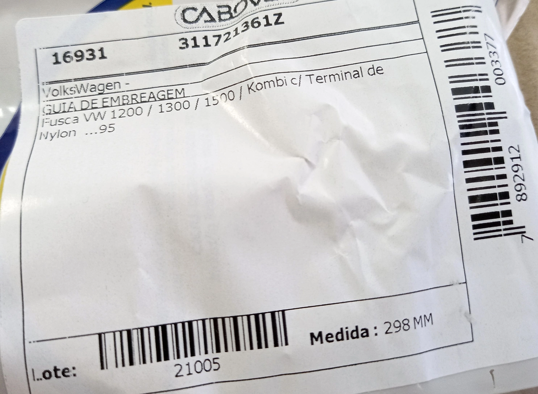 FLEXÍVEL EMBREAGEM 298MM FLEXIVEL VW FUSCA/BRASILIA/KOMBI C/TERMINAL NYLON /95