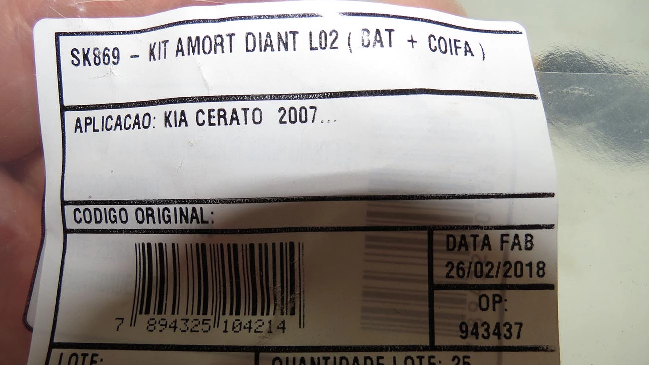 KIT AMORTECEDOR KIA CERATO 2007/ - DIANTEIRO