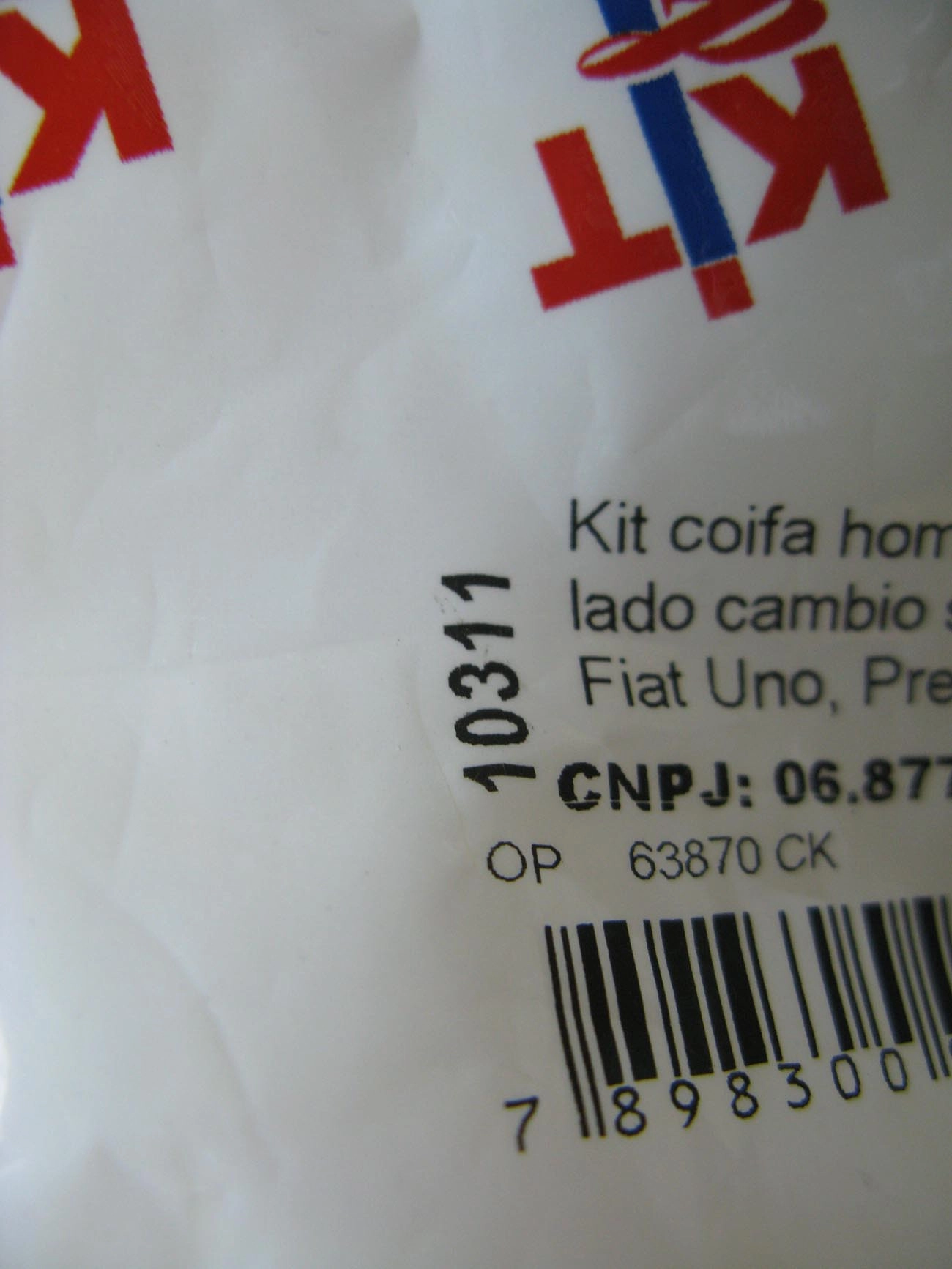 KIT REPARO COIFA HOMOCINÉTICA LADO CÂMBIO SEM ROLAMENTO FIAT UNO/PREMIO/ELBA/FIORINO 91/95 1 BRAÇADEIRA S/ROLAMENTO