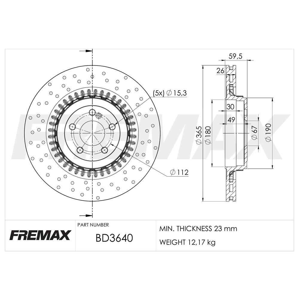 DISCO FREIO TRASEIRO VENTILADO 365MM MB CL-CLASS 63/65 AMG COUPE 6.0.62 07/10