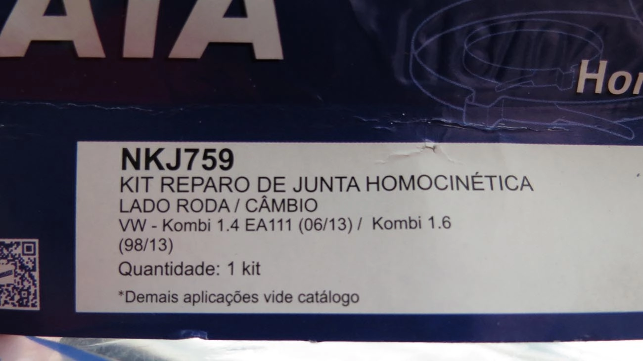 KIT REPARO HOMOCINÉTICA COM FLANGE LADO RODA/CÂMBIO VW KOMBI 98/ - COIFA 27X63X135MM