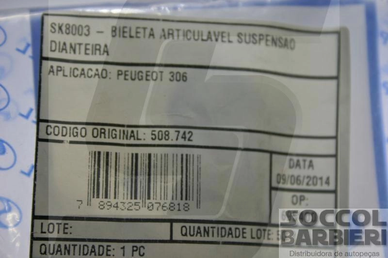 BIELETA DIANTEIRA LD/LE CITROEN BERLINGO 99/ - PARTNER 99/04 - PEUGEOT 306 93/01 - FORD FOCUS 09/13