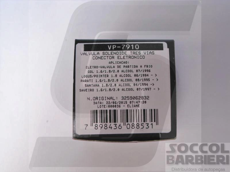 VALVULA SOLENOIDE VW GOL/VOYAGE/PARATI/SAVEIRO/SANTANA/LOGUS AP - FLEX/ALCOOL