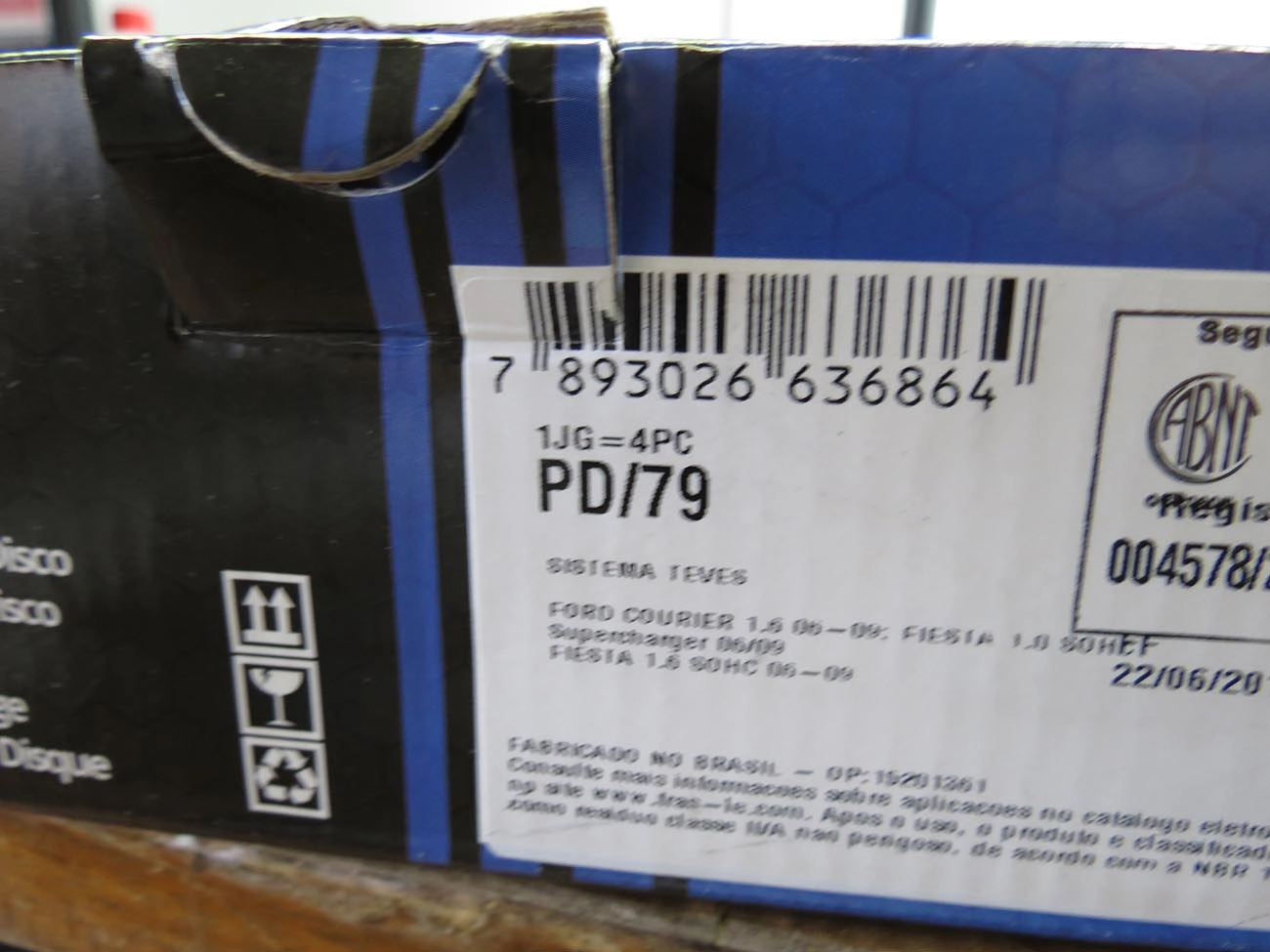 PASTILHA FREIO RODA DIANTEIRA FORD COURIER 2007/2008 FIESTA 2007/2010 KA 2007/2014